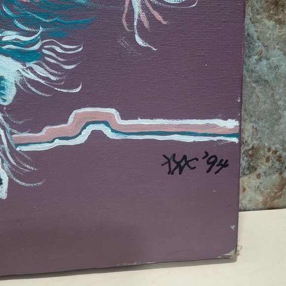 Vintage Native American Eagle Dance Canvas Painting 1994 Signed - Picture 3 of 13